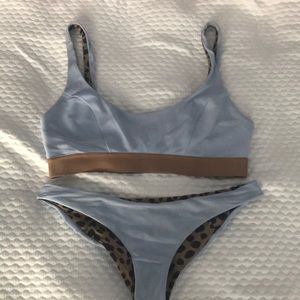 Blue and cheetah inside bathing suit